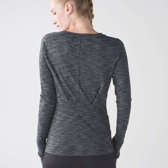 Lululemon Heathered Black  &go Everywhere Long Sleeve Shirt size ~4 - Picture 3 of 16